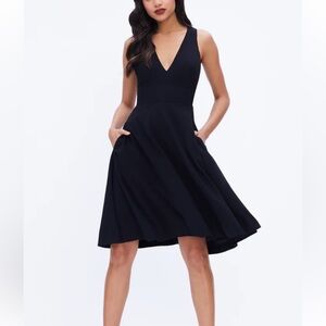 Dress the Population Catalina Black Midi Dress fit and flair size L